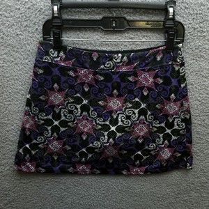 Tranquility Women's S Floral Black Short A-Line Activewear Skort 29" 3" 6.75"